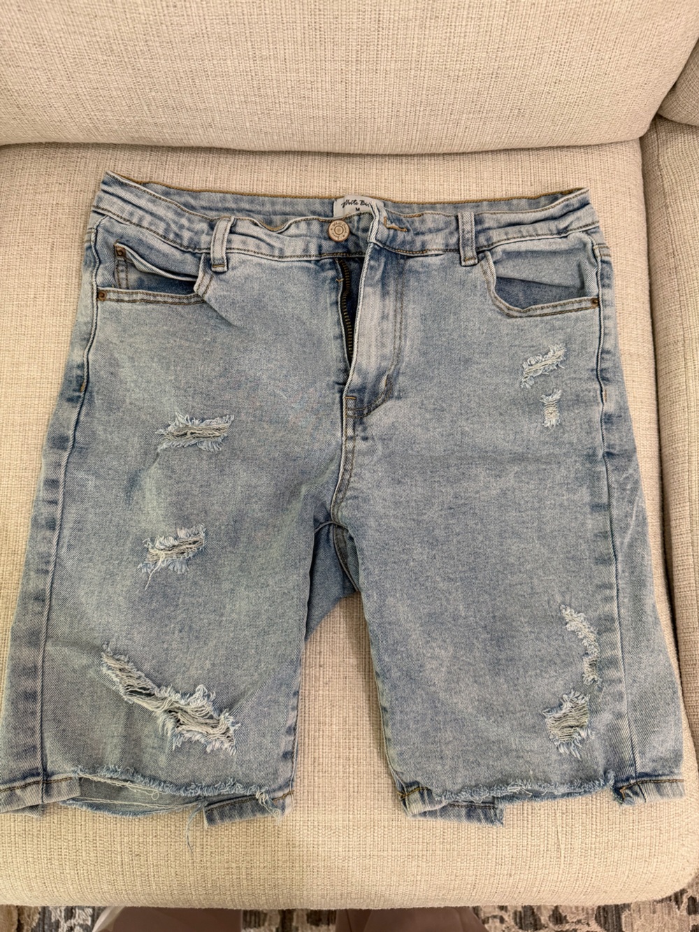 white birch Light Blue Distressed Jean Shorts